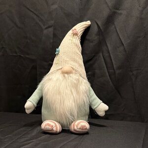 Whimsical Knit Gnome with Cream and Pastel Accents